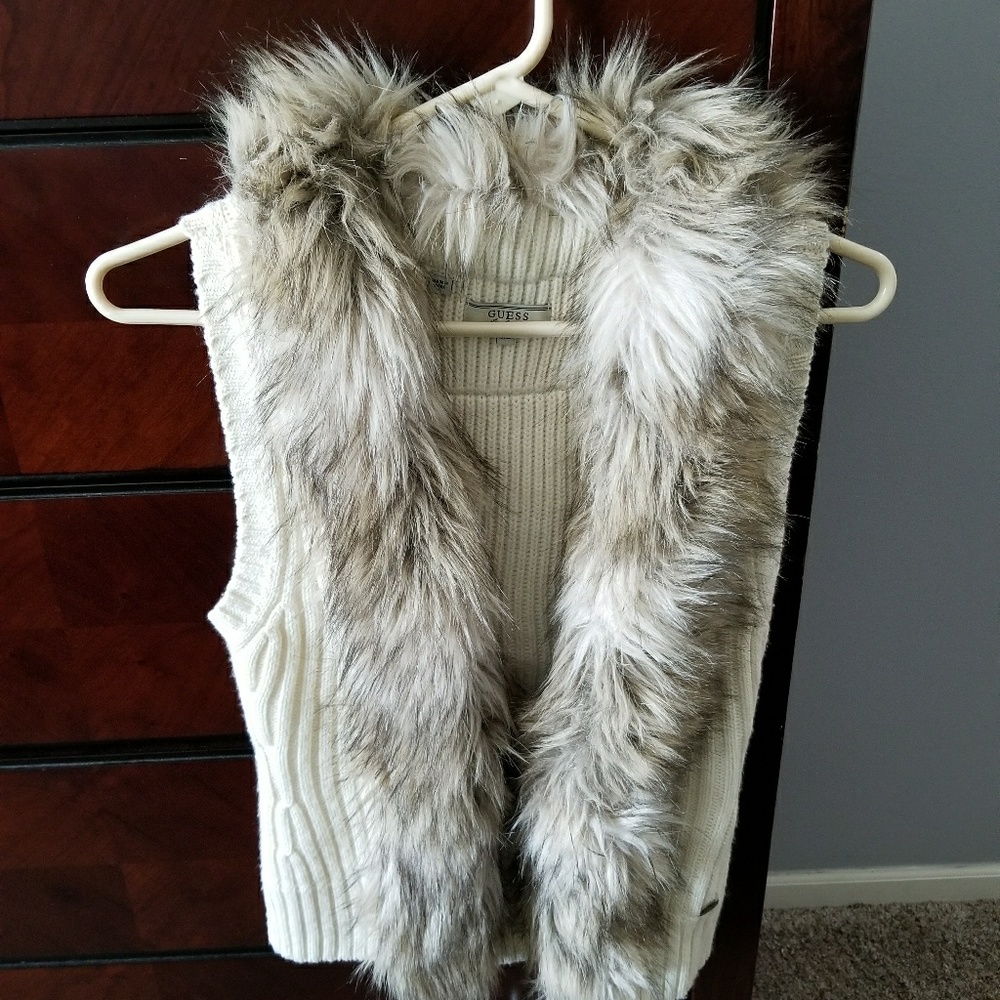 Guess fur trimmed vest
